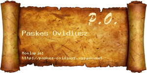 Paskes Ovidiusz névjegykártya